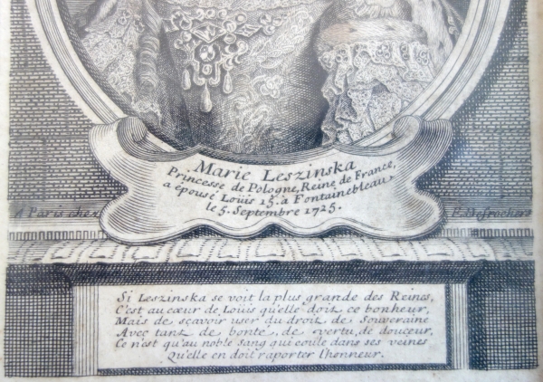 Paire de portraits gravures du Roi Louis XV et de la Reine Marie Leczinska - époque XVIIIe siècle