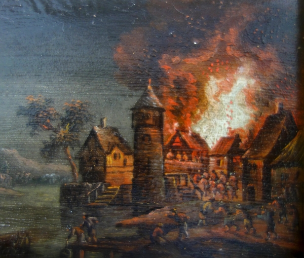 Paire de tableaux miniatures, huiles sur cuivre d'époque début XIXe siècle