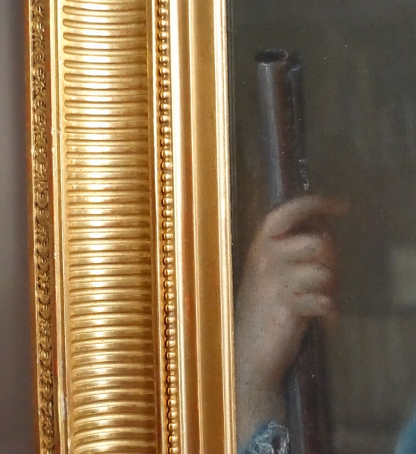 Ecole Française du XVIIIe siècle, portrait d'enfant habillé en Hussard, pastel d'époque Louis XVI
