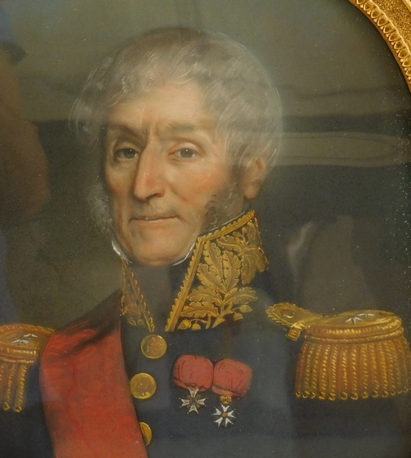 Pastel portrait of Marquis de Vidal wearing his uniform of General - early 19th century