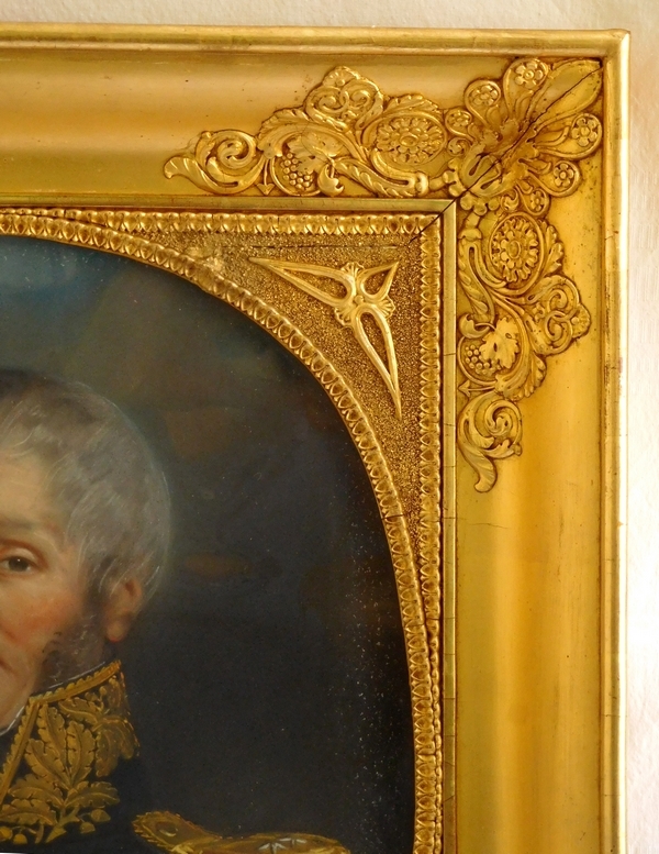Portrait pastel du Marquis de Vidal en uniforme de Général - époque Restauration circa 1830