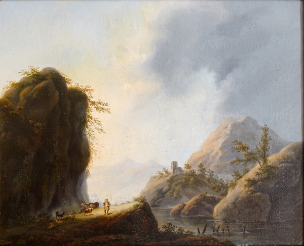 Alphonse Giroux, Coq Honoré - early 19th century French school, landscape in the taste of Pillement