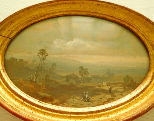 Eugène Ciceri : miniature painting, Italian landcape - 19th century