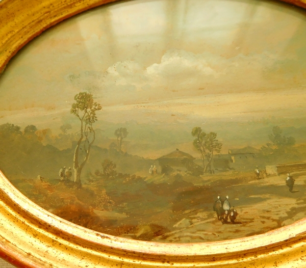 Eugène Ciceri : tableau miniature paysage d'Italie - XIXe siècle