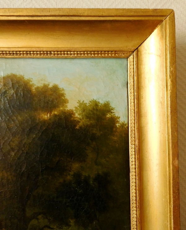 Ecole Française du XVIIIe siècle, paysage aux lavandières, huile sur toile 81cm x 70cm