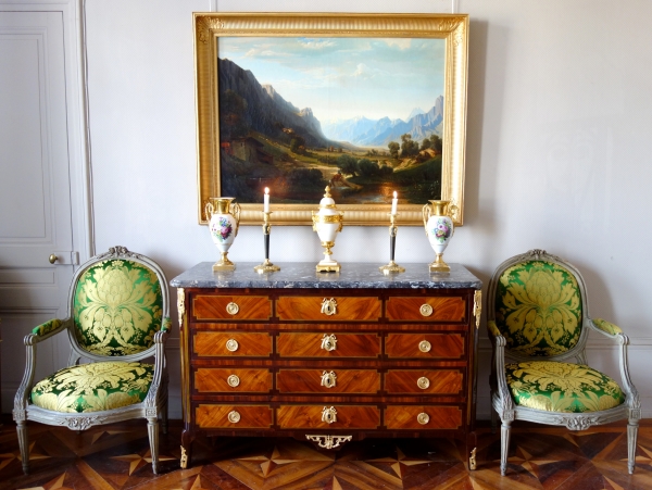 Jules Nicolas Schitz : grand paysage de montagne, huile sur toile - 147cm x 113cm