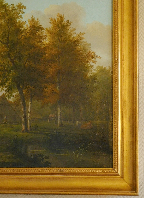 Large 19th century painting : romantic landscape, Empire / Restoration period