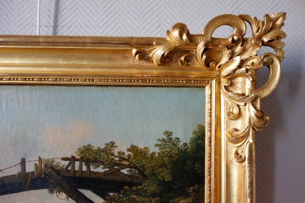 Ecole française du XVIIIe siècle, paysage de pont en ruine dans le goût d'Hubert Robert