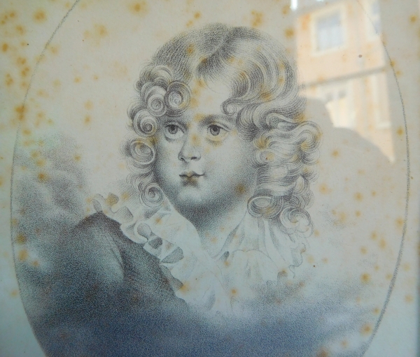 Portrait de l'Aiglon Napoléon II Roi de Rome, dessin au crayon Empire, époque début XIXe siècle