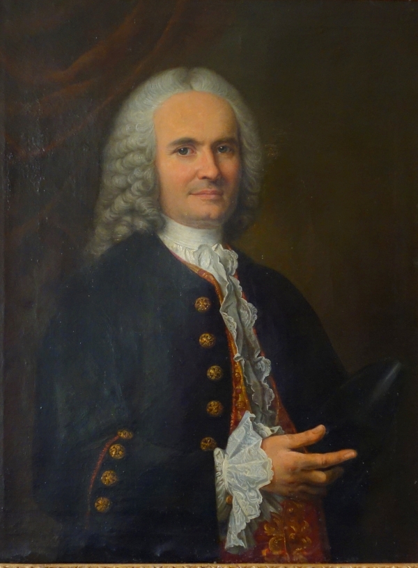 18th century French school, portrait of an aristocrat wearing a hunting costume - 64cm x 82cm