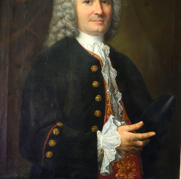 18th century French school, portrait of an aristocrat wearing a hunting costume - 64cm x 82cm