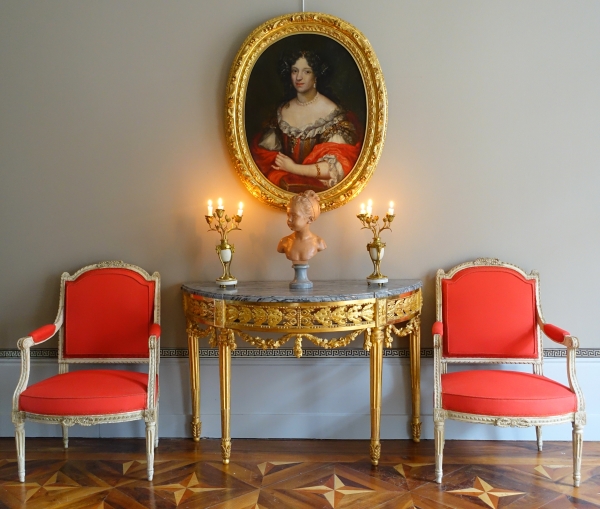 Ecole Française du XVIIe siècle, portrait d'aristocrate d'époque Louis XIV vers 1660 - 98cm x 80cm