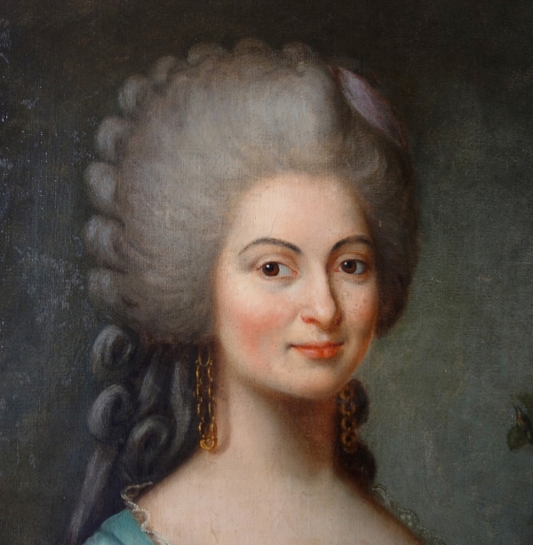 Ecole Française du XVIIIe siècle, portrait d'aristocrate au pot de fleurs