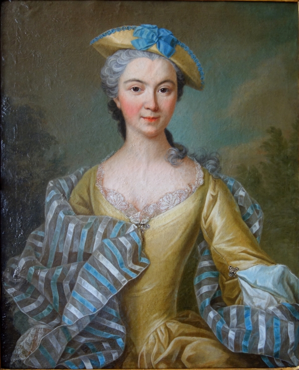 18th century French school, entourage of Nattier - portrait of a lady in its original frame