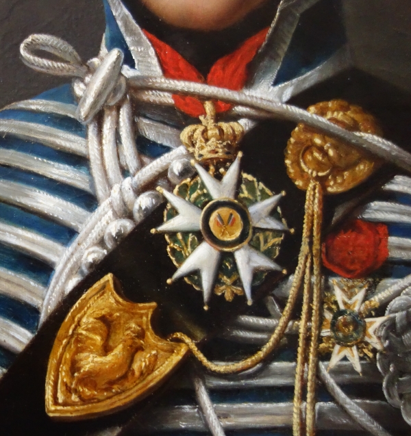 Portrait of French Empire hero Colonel Pozac, early 19th century oil on canvas
