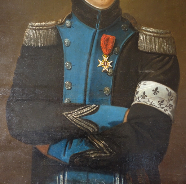 Grand portrait début XIXe d'un officier royaliste de l'Armée de Condé pendant l'Empire - souvenir historique