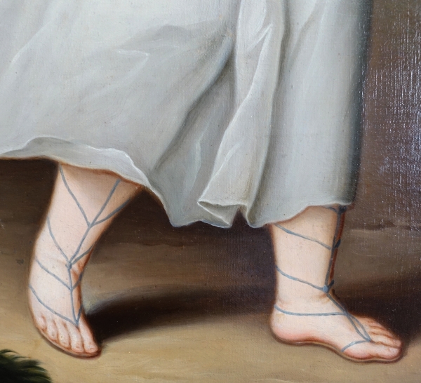 Portrait d'enfant en Flore ou Cérès, huile sur toile Empire signée Joseph Rosie 1801 - 115cm x 81cm