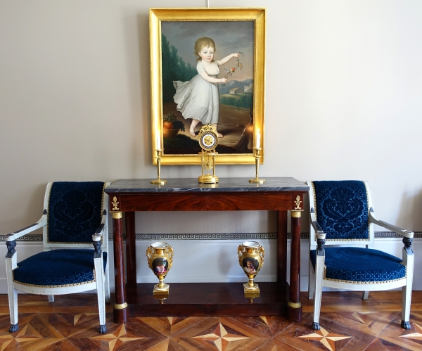 Portrait d'enfant en Flore ou Cérès, huile sur toile Empire signée Joseph Rosie 1801 - 115cm x 81cm