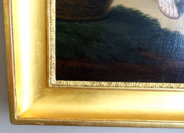 Portrait d'enfant en Flore ou Cérès, huile sur toile Empire signée Joseph Rosie 1801 - 115cm x 81cm