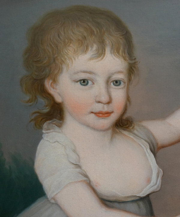 Portrait d'enfant en Flore ou Cérès, huile sur toile Empire signée Joseph Rosie 1801 - 115cm x 81cm