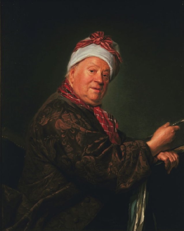 18th century French school, follower of E. Aubry : portrait of painter Etienne Jeaurat