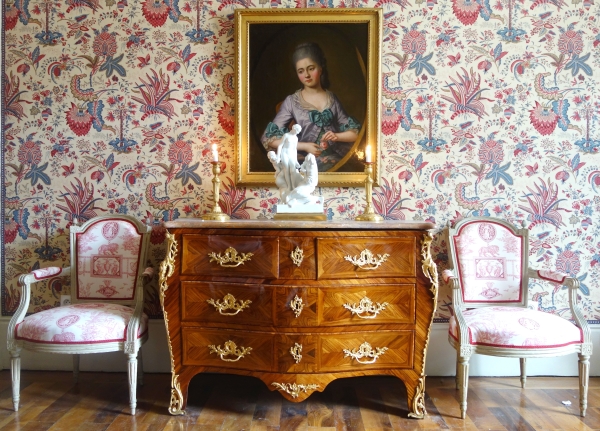 Ecole Française du XVIIIe siècle : grand portrait de dame aristocrate époque Louis XVI - 79cm x 95cm