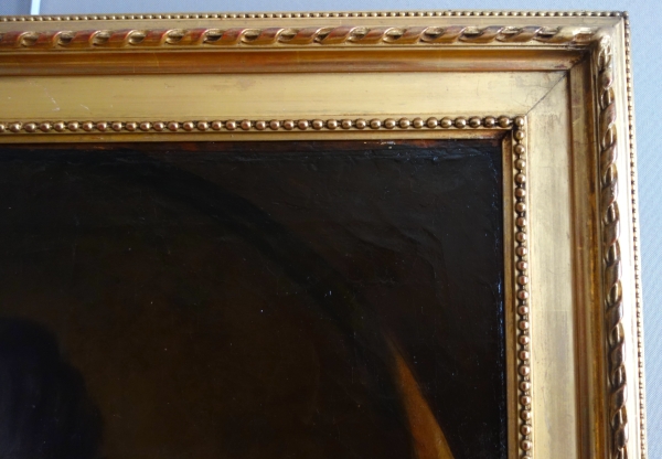 Ecole Française du XVIIIe siècle : grand portrait de dame aristocrate époque Louis XVI - 79cm x 95cm