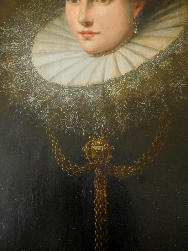 Dutch school : portrait of a 17th century young lady