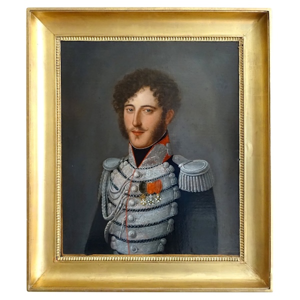 Portrait de Gabriel F. d'Herisson, officier des Gardes Corps du Roi Charles X, époque Restauration