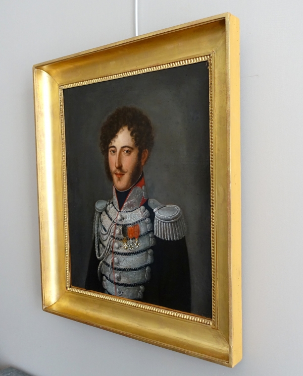 Portrait de Gabriel F. d'Herisson, officier des Gardes Corps du Roi Charles X, époque Restauration