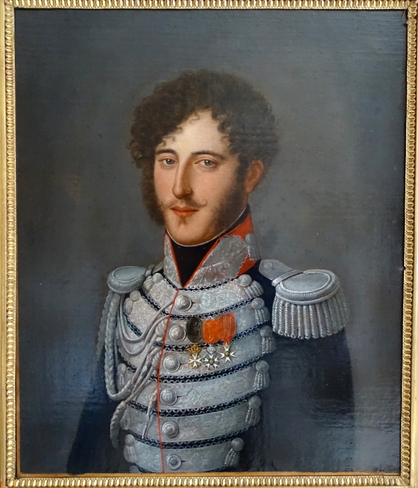 Portrait de Gabriel F. d'Herisson, officier des Gardes Corps du Roi Charles X, époque Restauration