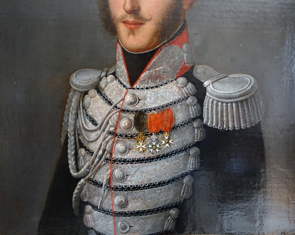 Portrait de Gabriel F. d'Herisson, officier des Gardes Corps du Roi Charles X, époque Restauration