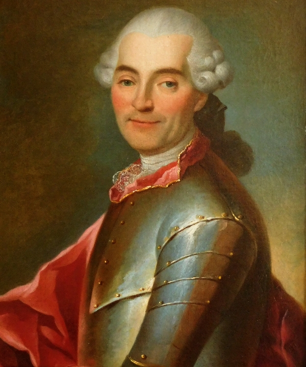 Portrait de gentilhomme Officier en cuirasse, école Française du XVIIIe siècle