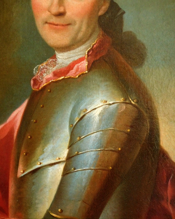 Portrait de gentilhomme Officier en cuirasse, école Française du XVIIIe siècle