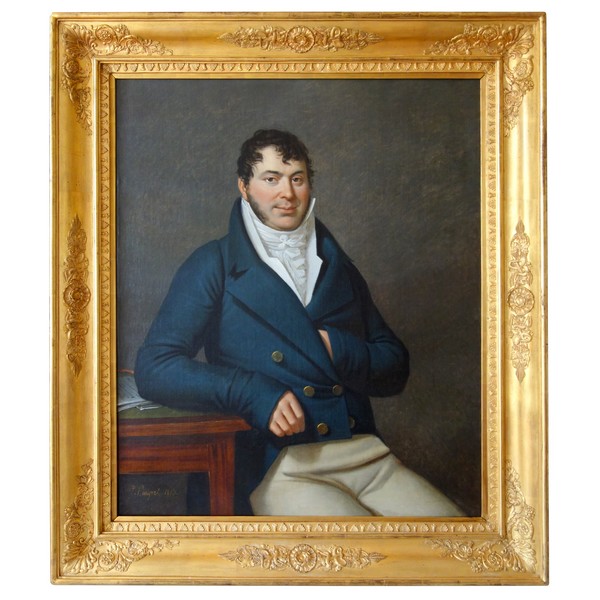 Edouard Pingret, pupil of David : large Empire portrait - 1813 - 121cm x 103cm