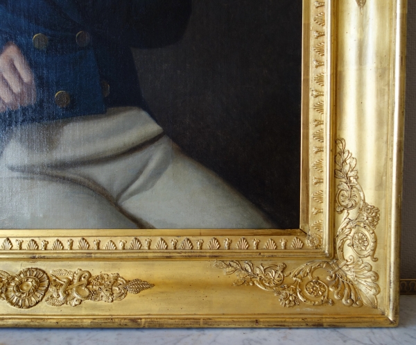Edouard Pingret, élève de David : grand portrait d'homme d'époque Empire 1813 - 121cm x 103cm