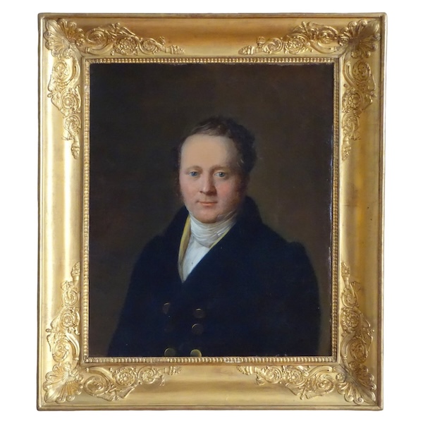 Jean François Garneray, élève de David : portrait d'homme d'époque Restauration, huile sur toile