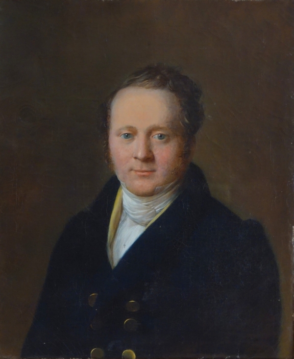 Jean François Garneray, élève de David : portrait d'homme d'époque Restauration, huile sur toile
