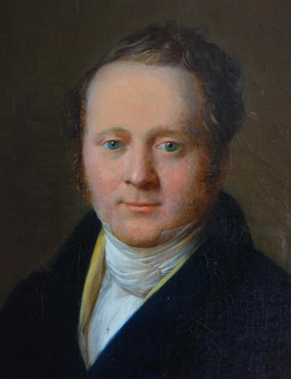 Jean François Garneray, élève de David : portrait d'homme d'époque Restauration, huile sur toile