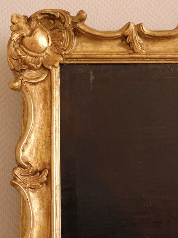 Ecole Française du XVIIIe siècle, portrait d'aristocrate d'époque Régence, cadre en bois sculpté Louis XV