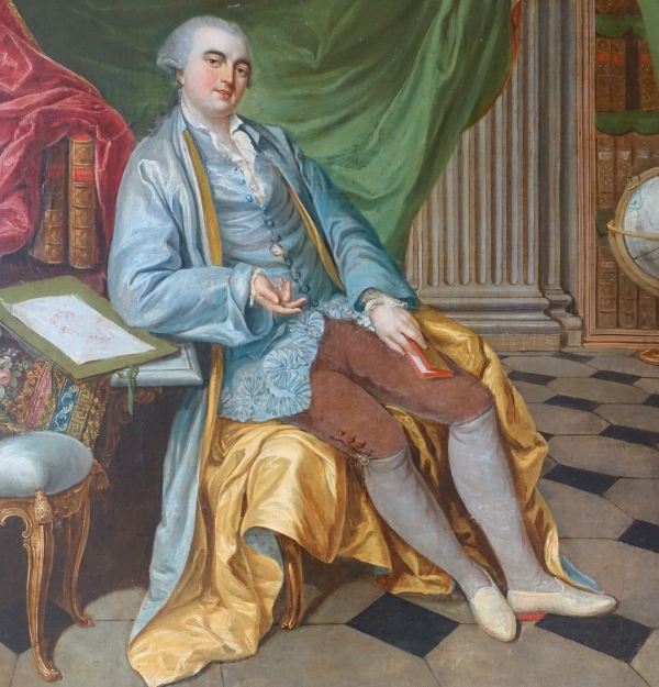 Large portrait of a gentleman sitting in his study - Louis XV period - mid 18th century - 90cm x 75.5cm