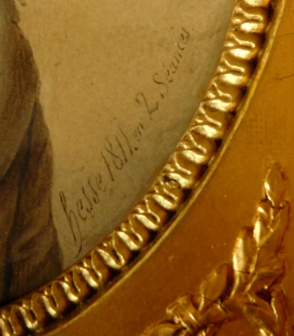 Henri Hesse - portrait miniature d'époque Empire - lavis daté et signé de 1811