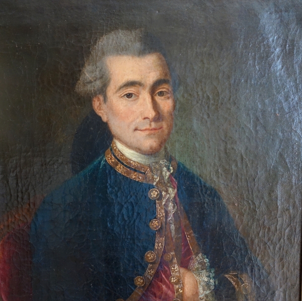 Portrait d'un officier de Marine avec son sextant - époque Louis XV - huile sur toile - 75cm x 97cm