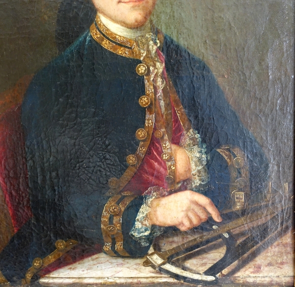 Portrait d'un officier de Marine avec son sextant - époque Louis XV - huile sur toile - 75cm x 97cm