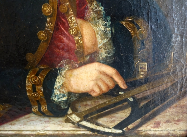 Portrait d'un officier de Marine avec son sextant - époque Louis XV - huile sur toile - 75cm x 97cm