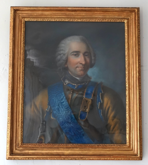 Claude Pougins de Saint Aubin : pastel portrait of Comte de Guerchy circa 1760