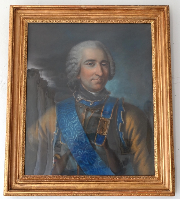 Claude Pougins de Saint Aubin : pastel portrait of Comte de Guerchy circa 1760