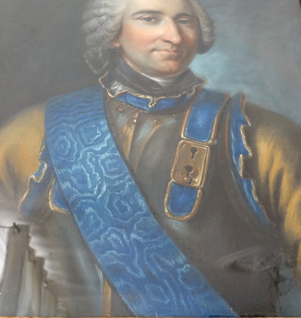 Claude Pougins de Saint Aubin : pastel portrait of Comte de Guerchy circa 1760