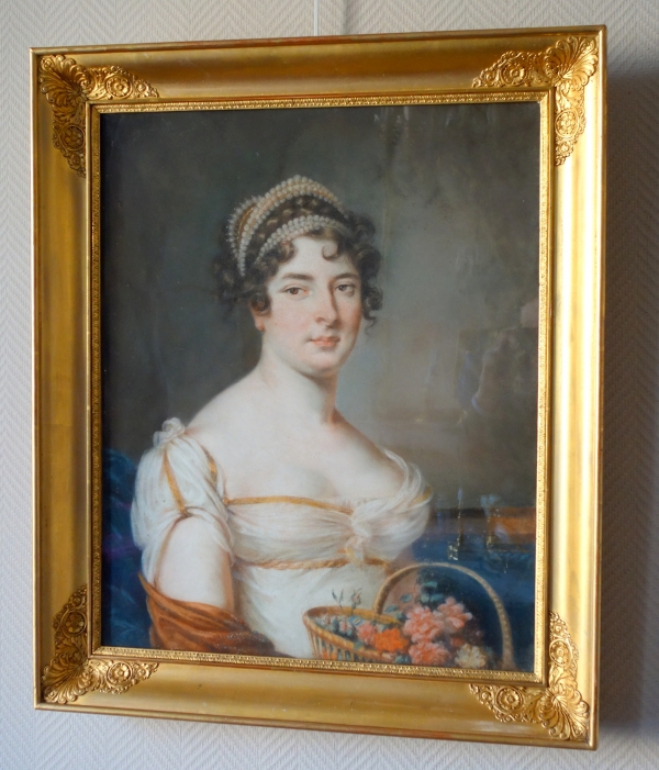Portrait d'une princesse sous l'Empire - pastel 62cm x 74cm