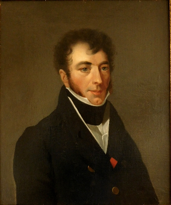 Portrait d'un ancien officier de l'Armée Impériale, huile sur toile époque Restauration